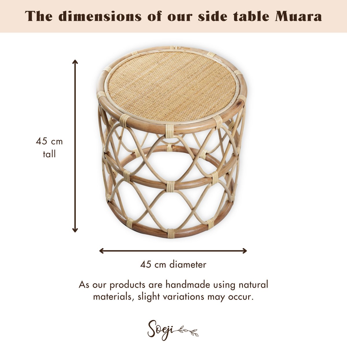 Luxury Handmade Rattan Side Table - Timeless Artisan Design