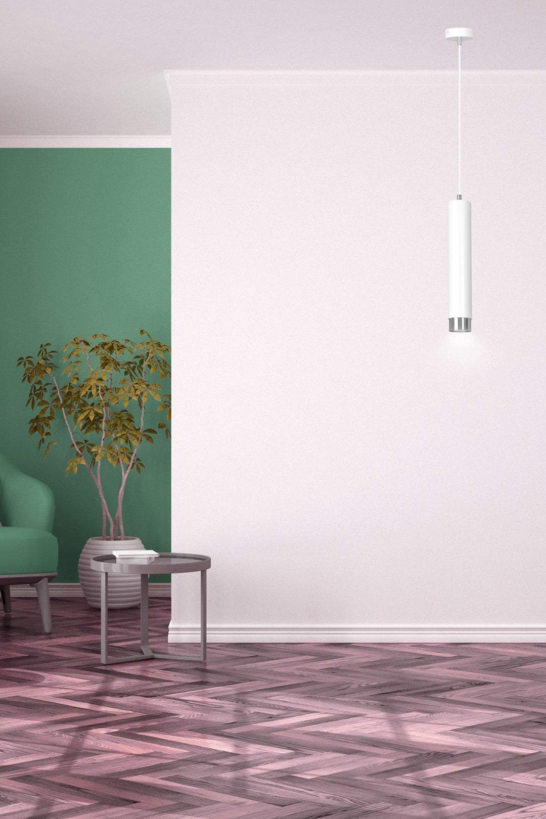 LYONN 1 White Chrome Pendant Lamp