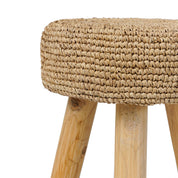 Teak & raffia woven stool
