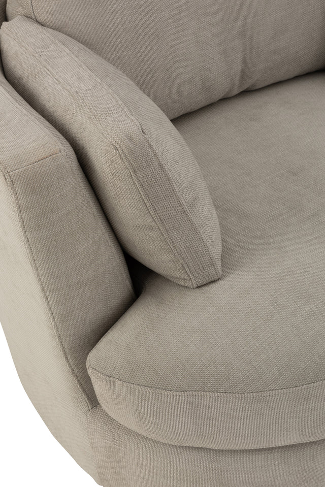 Chélu Luxe Swivel Armchair – Grey Textile & Wood