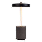 Timeless Black Metal and Concrete LED Table Lamp, Artisan Crafted