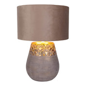 Handcrafted Ceramic Table Lamp in Beige and Gold Design