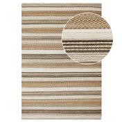 Striped area rug with a close-up detail on a white background