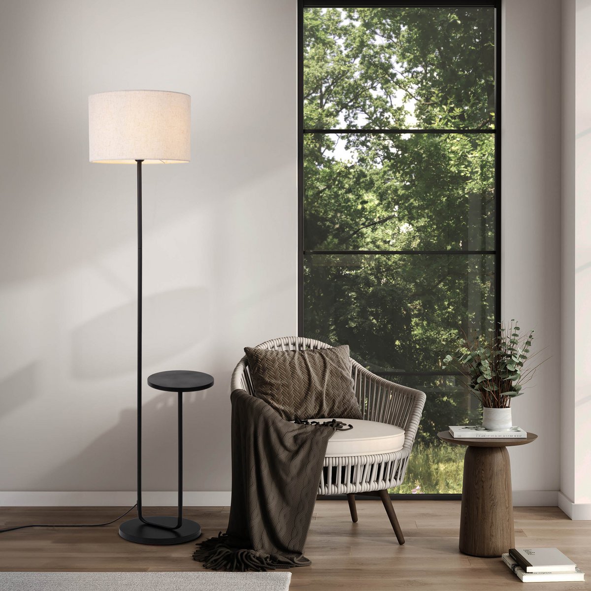 Timeless Artisan Standing Lamp with Curated Black Metal Design