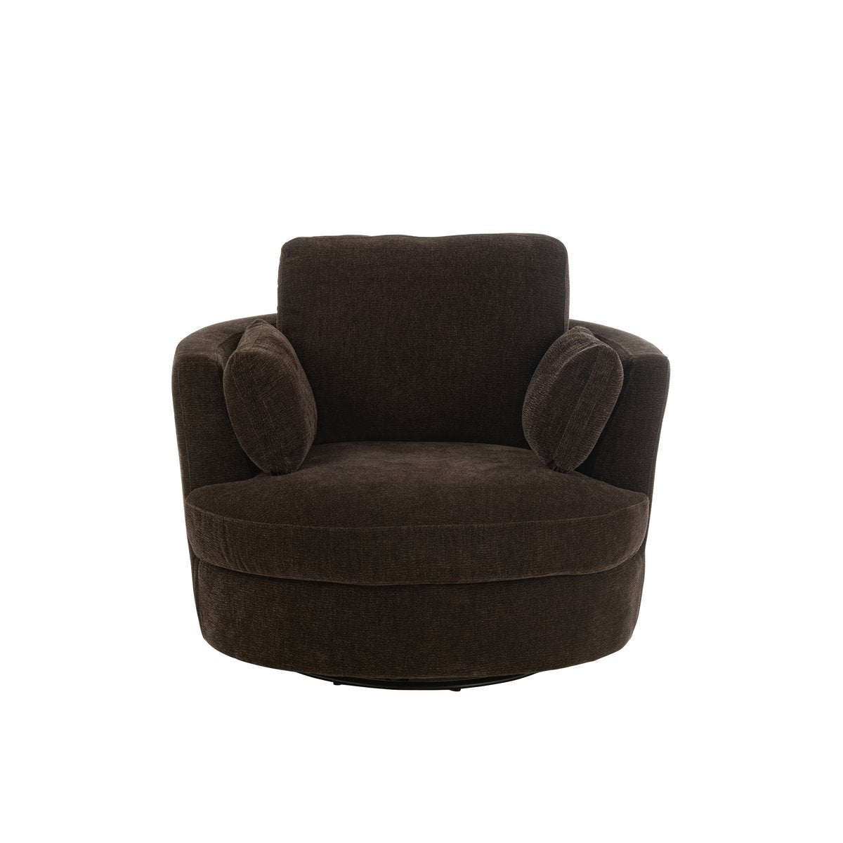 Chélu Luxe Swivel Armchair – Cocoa Brown Textile & Wood