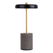 Timeless Black Metal and Concrete LED Table Lamp, Artisan Crafted