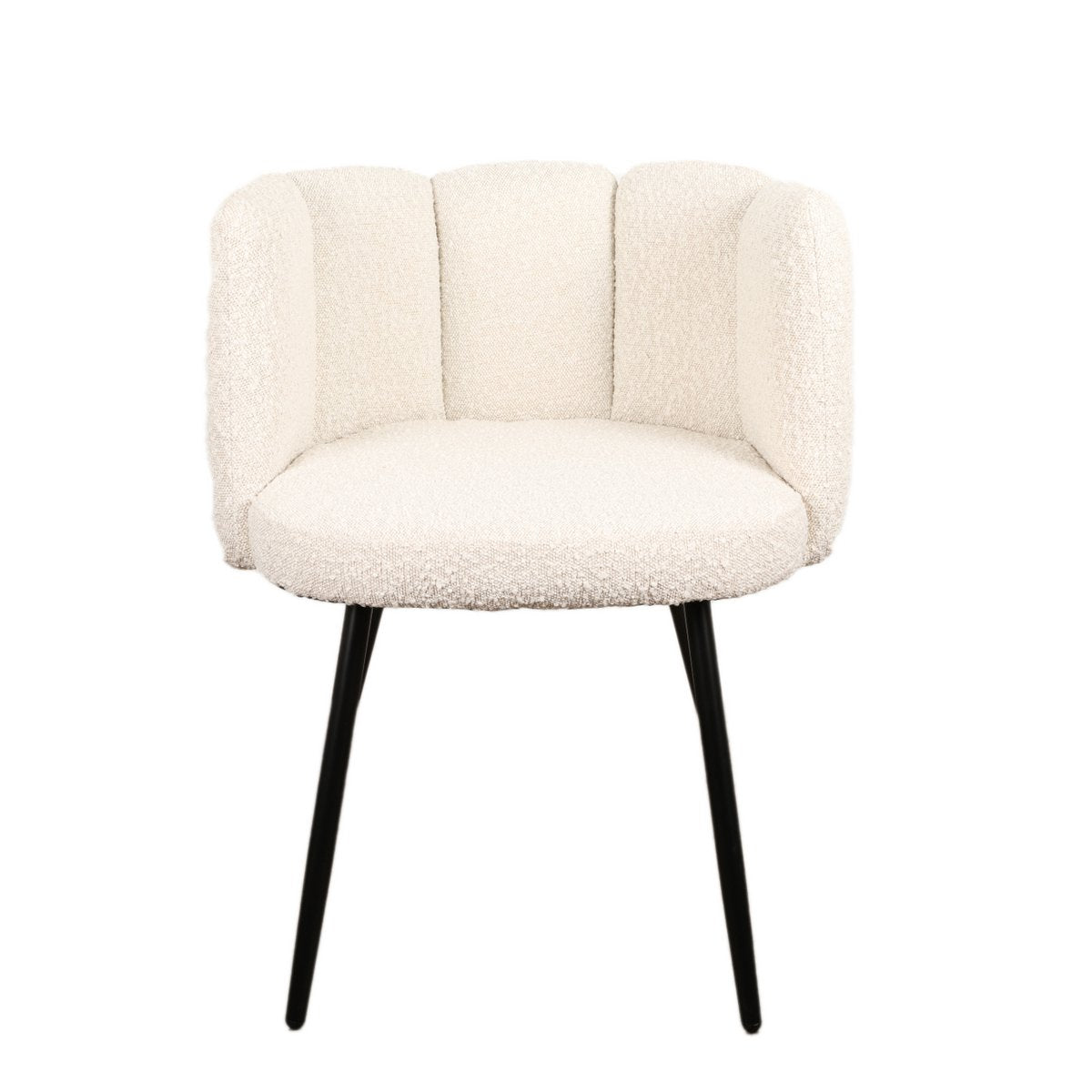 Refined White Pearl Boucle Chairs - Artisanal Elegance Set of 2