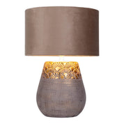 Handcrafted Ceramic Table Lamp in Beige and Gold Design