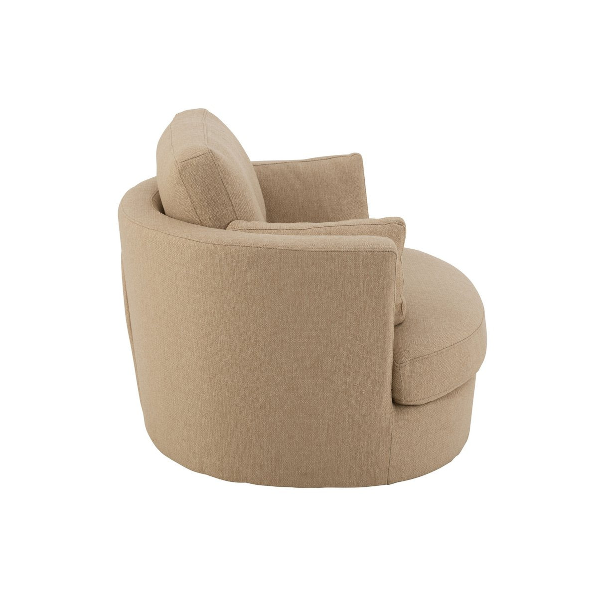 Chélu Luxe Swivel Armchair – Warm Beige Textile & Wood