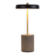 Timeless Black Metal and Concrete LED Table Lamp, Artisan Crafted