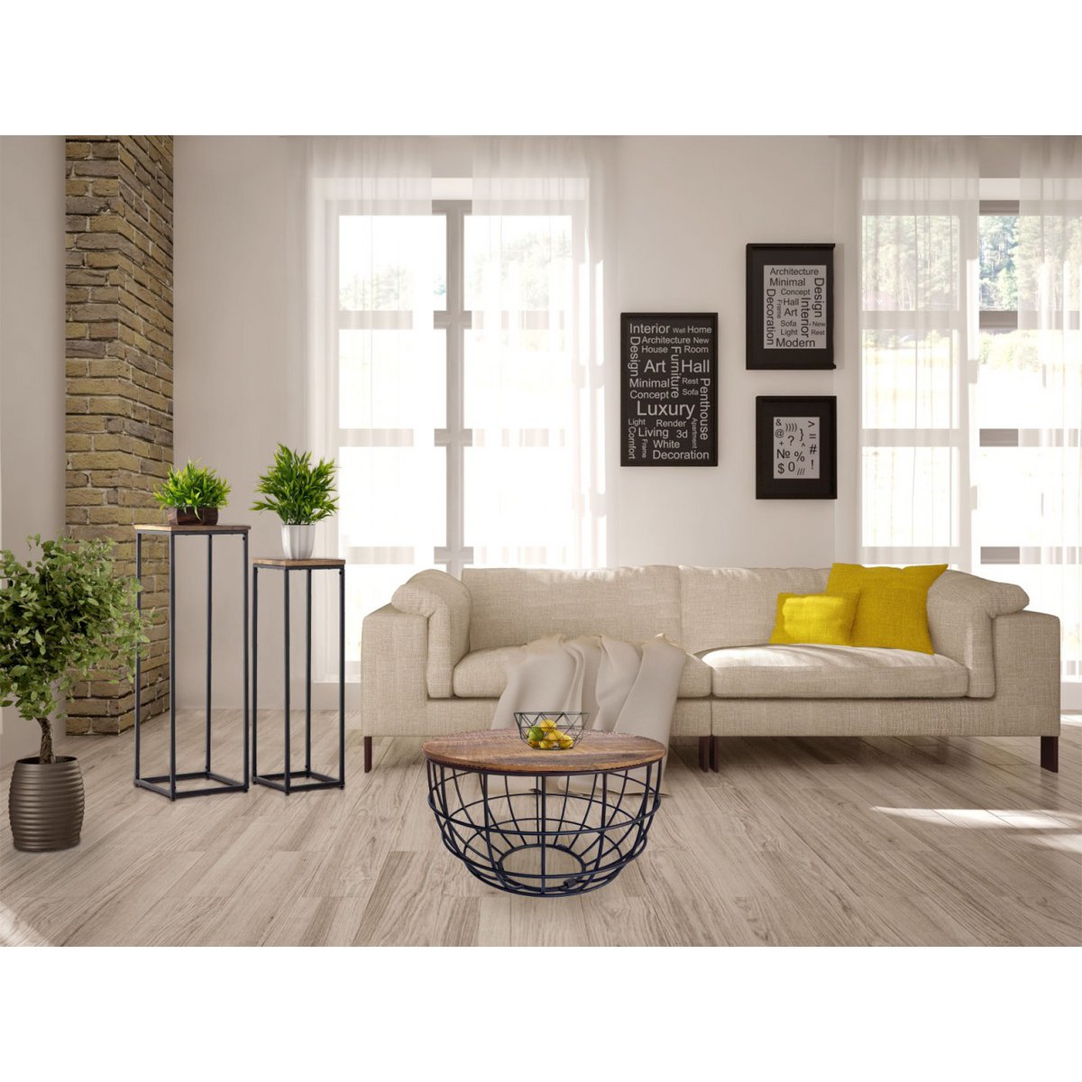 Flower columns Set B 25 and 20 H 78 and 67 cm flowers stool peru plant stand square