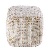 Jute & wool cube pouf