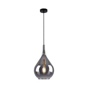 Handmade Luxury Pendant Lamp Gota in Black Smoke Glass