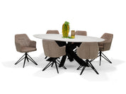 Armstoel Calvin draaivoet zwart Stof Soft Pebble