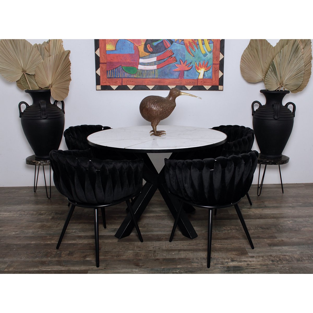 Elegant Black Wave Chairs - Hand-Finished, Artisanal Craftsmanship
