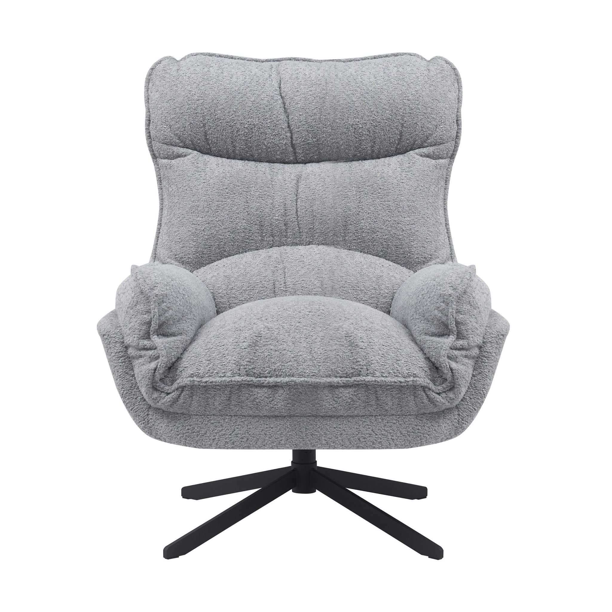 Lunara light grey bouclé swivel armchair