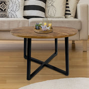 Handcrafted Luxury Round Coffee Table with Artisan Metal Frame