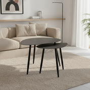 Modern Black Metal Nesting Side Table Set (2 pcs)