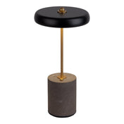 Timeless Black Metal and Concrete LED Table Lamp, Artisan Crafted