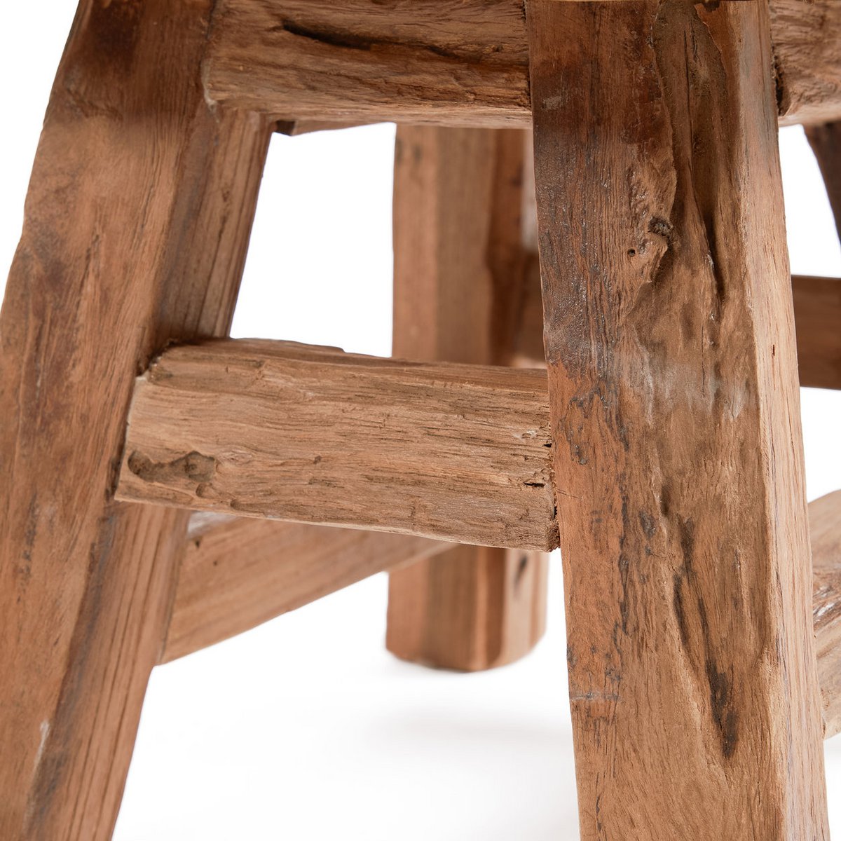 Yoke reclaimed teak stool – small