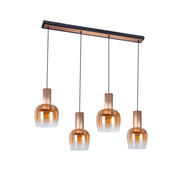 Luxury Artisan Pendant Lamp in Amber Glass and Brass Finish