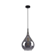 Handmade Luxury Pendant Lamp Gota in Black Smoke Glass