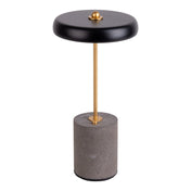 Timeless Black Metal and Concrete LED Table Lamp, Artisan Crafted