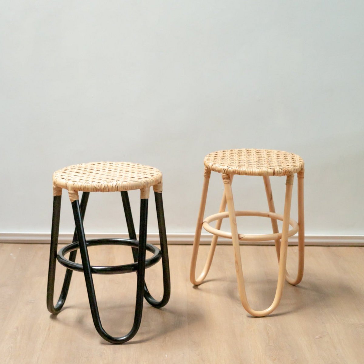 Java braid black rattan stool
