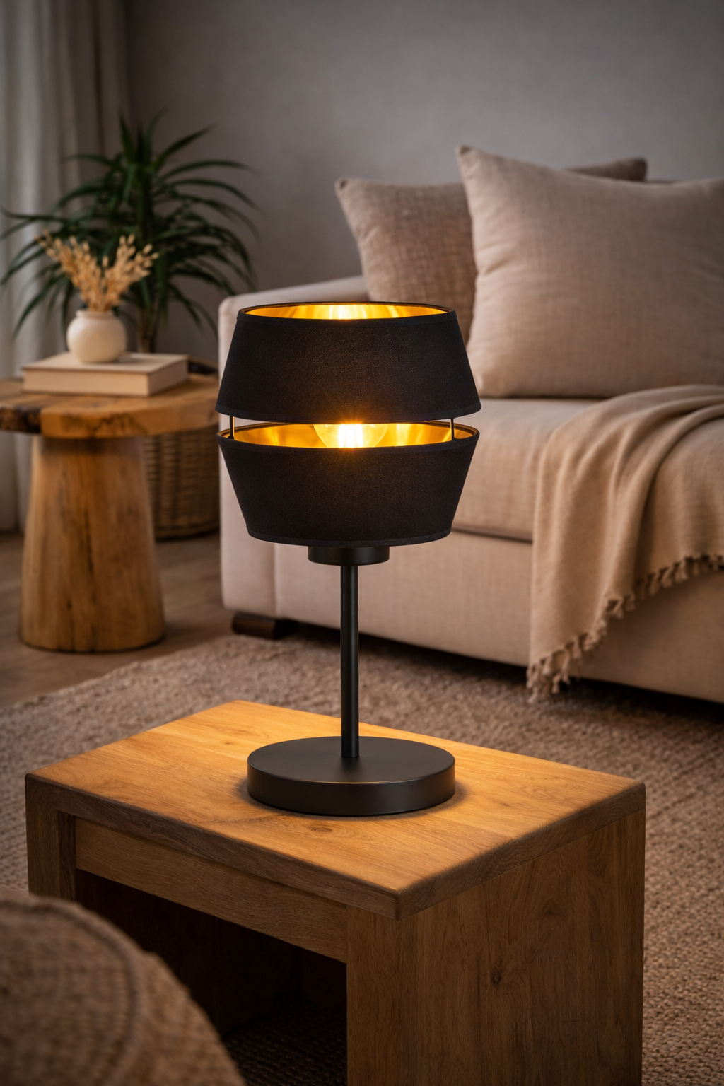 LUNOR Black Gold Table Lamp
